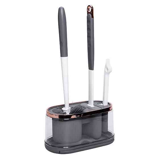 Набір для туалету настінний 3 в 1: 2 йоржика + щітка, йорж для унітазу силіконовий з щіткою йоржик для унітазу HP-35015-47DG Київ