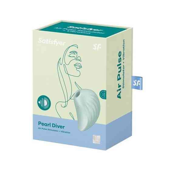 Вакуумний кліторальний стимулятор із вібрацією Satisfyer Pearl Diver Mint Sex Aura Київ