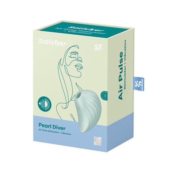 Вакуумний кліторальний стимулятор із вібрацією Satisfyer Pearl Diver Mint Sex Aura Київ - фото 5