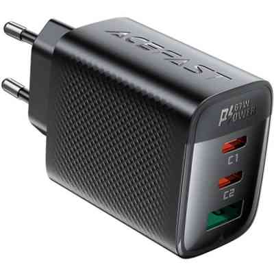 Зарядний пристрій Acefast 2xUSB-C + 1xUSB 67W GaN black (6974316284048) Вінниця