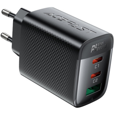 Зарядний пристрій Acefast 2xUSB-C + 1xUSB 67W GaN black (6974316284048) Вінниця - фото 1
