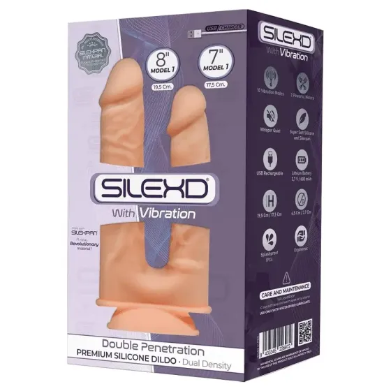 Фалоімітатор подвійний з вібрацією SilexD Double Gusto Flesh Motor (Model 1 size 8" & 7"), двошарови Львів