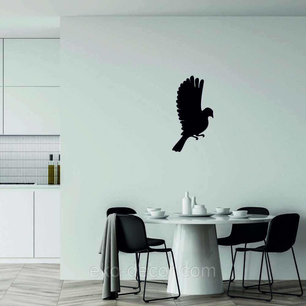 Декоративное настенное Панно «Птичка» Декор на стену(цена за 1шт) 30*16 см, Черный Киев - изображение 2