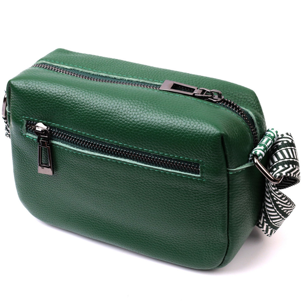 Сумка на одне відділення для стильних жінок із натуральної шкіри Vintage 22603 Зелена Київ - фото 2