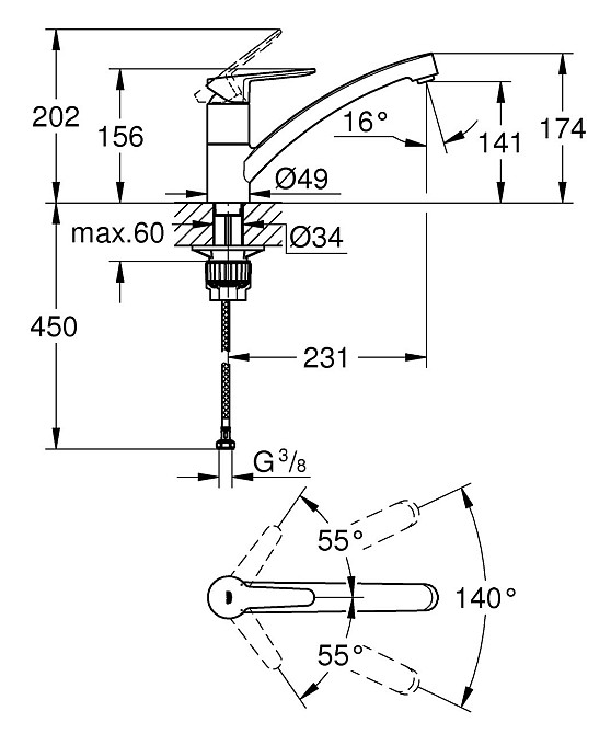Змішувач для кухні Grohe BauEco (31680000) ( 27934 ) Харьков - изображение 6