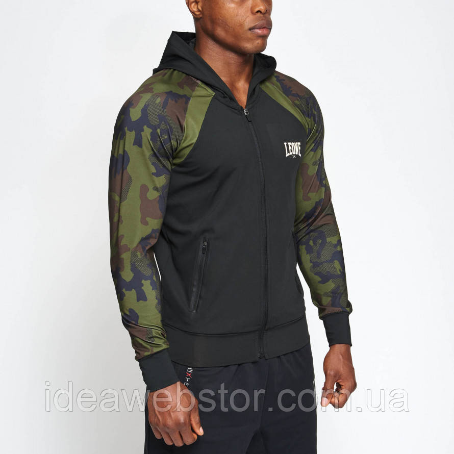 Спортивна кофта чоловіча Leone CAMO чорно-сіра з капюшоном на блискавці зі 100% поліестеру для тренувань спорту S Київ - фото 13