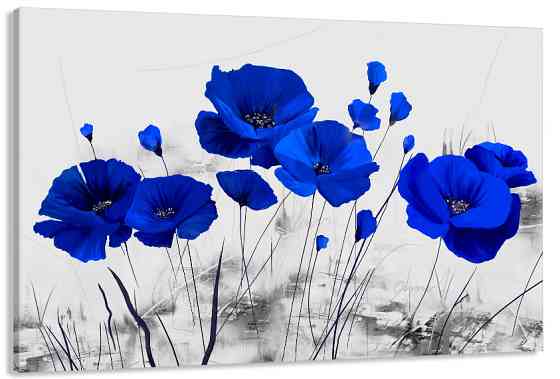 Картина полотно у вітальню / спальню  Сині Маки    MLP_398 ( 60х30см ) 80х160см Київ