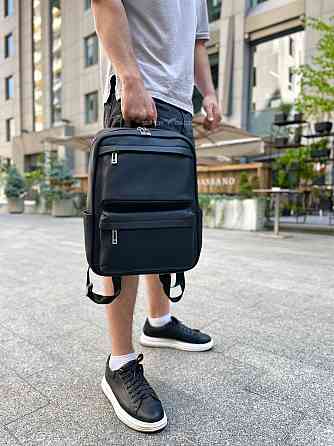 Повседневный мужской рюкзак из натуральной кожи черный современный портфель отличное качество Tiding Bag Киев