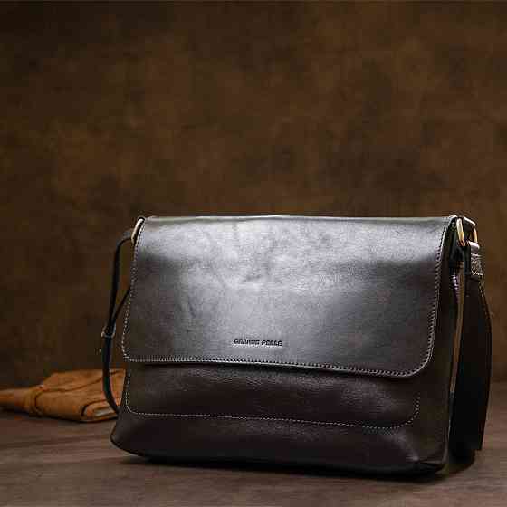 Кожаная мужская прямоугольная сумка GRANDE PELLE 11429 Черный Киев