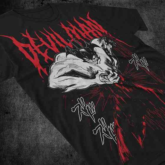 Футболка для хлопчика з аніме принтом Девілман Крйбабй Аніме Акіра оверсайз (зріст від 165 до 180) Чорний AnimeJ0948m Дніпро