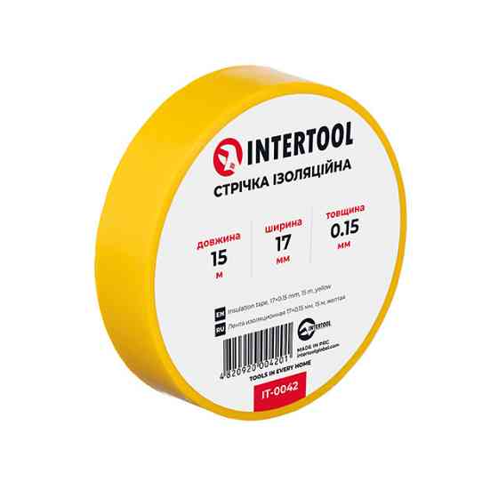 Стрічка ізоляційна 0.15мм*17мм*15м жовта INTERTOOL IT-0042 Киев