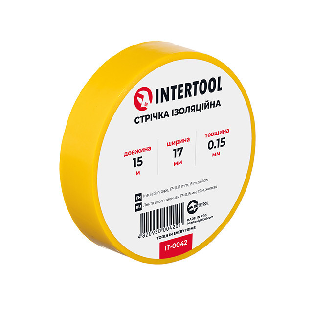 Стрічка ізоляційна 0.15мм*17мм*15м жовта INTERTOOL IT-0042 Киев - изображение 1