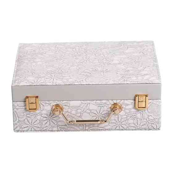 Шкатулка для украшений из эко кожи 2 яруса с зеркалом органайзер для ювелирных изделий HP-5-15G Киев