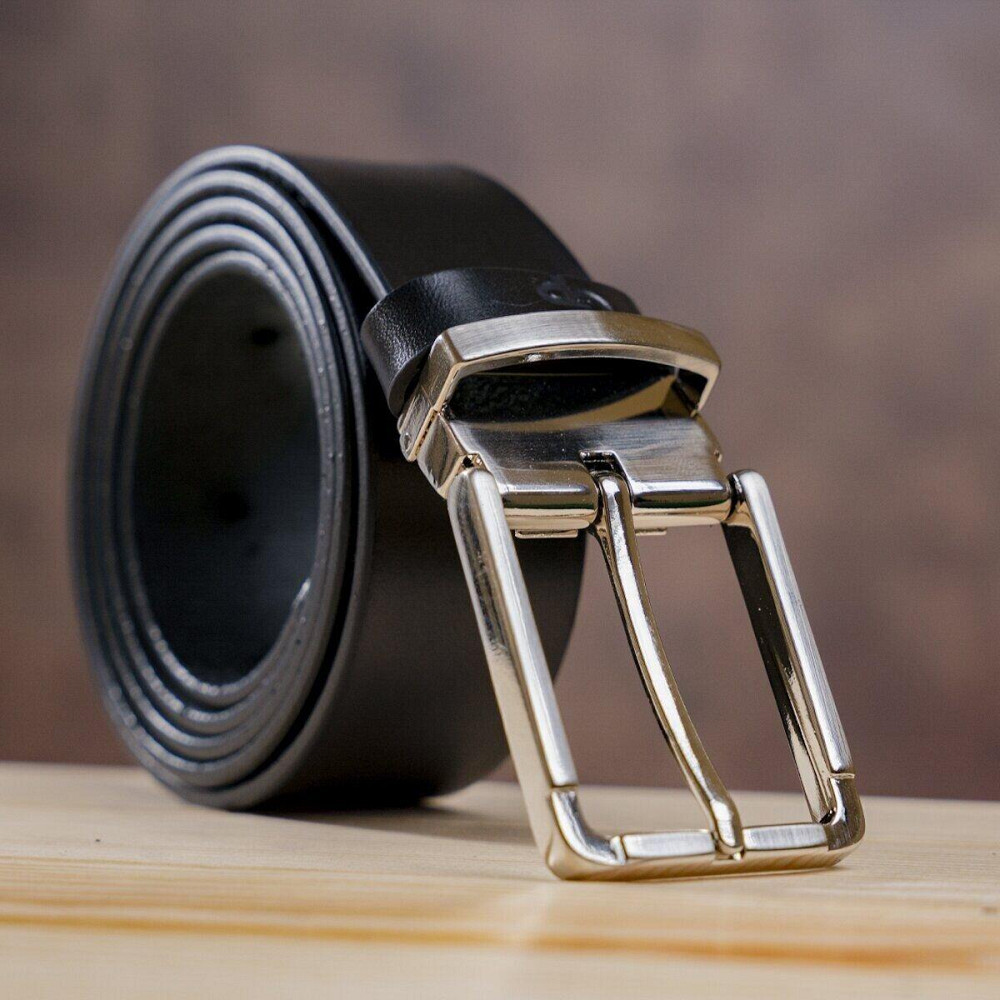 Ремень мужской кожаный Черный (GRANDE PELLE) Киев - изображение 11