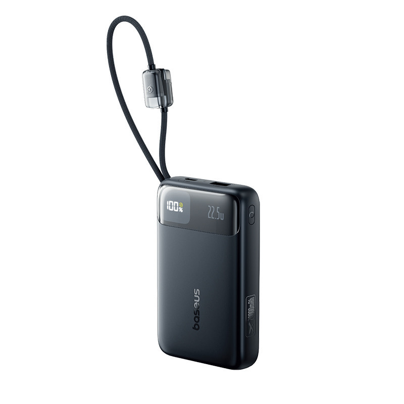 Павербанк 20000 mAh Baseus EnerFill FC11 22.5W швидка зарядка цифровий дисплей вбудований кабель power bank повербанк Одеса - фото 1