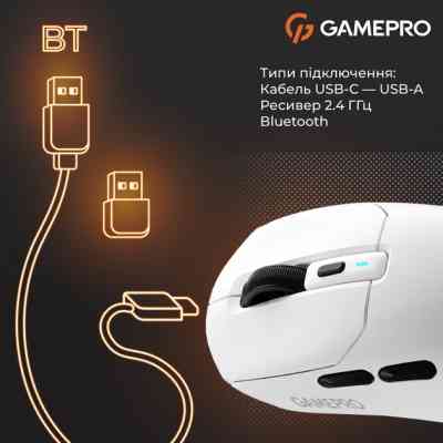 Мишка GamePro Genesis Airmaster Wireless/Bluetooth/USB White (GM167W) Вінниця
