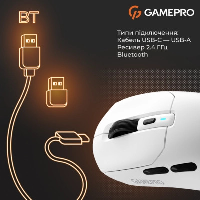 Мышка GamePro Genesis Airmaster Wireless/Bluetooth/USB White (GM167W) Винница - изображение 5