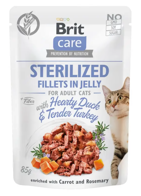 Вологий корм для котів Бріт Brit Care Cat pouch для стерилізованих 85 г (качка та індичка в желе) Вінниця - фото 1