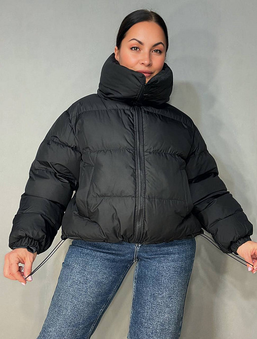 Куртка женская Haiziyuan 2603 оверсайз пуффер с воротником-стойкой черная, черный, L Киев - изображение 6