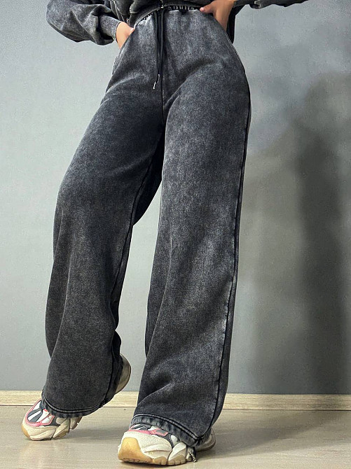 Костюм жіночий Joy One 2166-11 утеплений варений худі зі штанами палаццо чорний, чорний, L Київ - фото 15