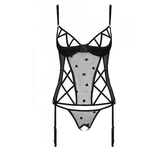 Корсет с подвязками, стринги Passion LOVELIA CORSET S/M, black Sex Aura Киев