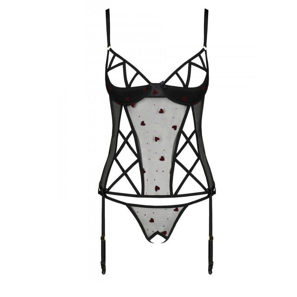 Корсет з підв'язками, стрінги Passion LOVELIA CORSET S/M, black Sex Aura Київ - фото 4
