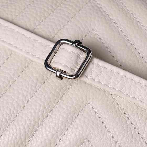 Модна сумка прошита трикутниками з натуральної шкіри Vintage 22910 Білий Київ