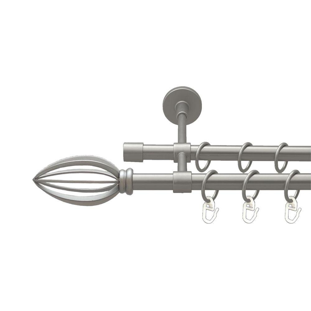 Карниз Orvit Пантеон металевий дворядний закритий гладка труба кільце металеве Сатин 16\16 мм 160 см Львов - изображение 1