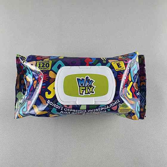 Серветки вологі 120 шт.з клапан універсальні «MIX FIX» для всієї родини З натуральними екстрактами та вітаміном Е (1 пачка) Харків