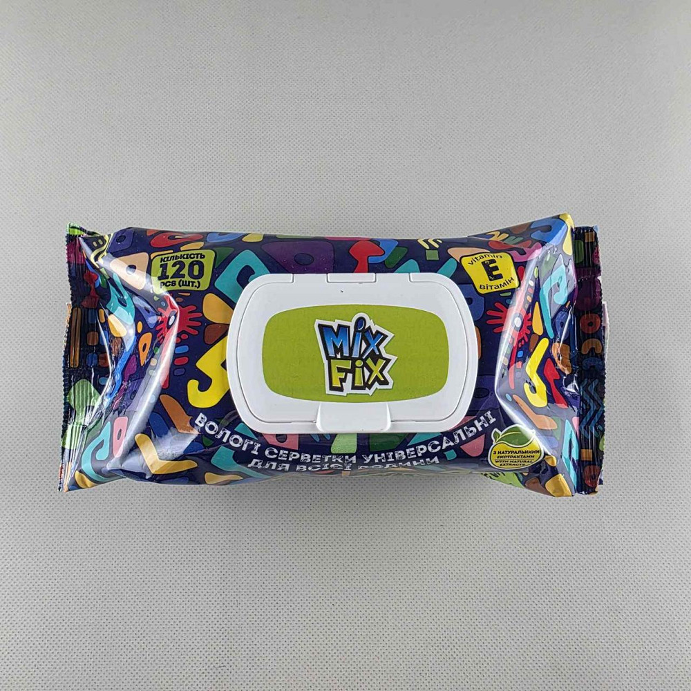 Влажная салфетка 120 шт с клапаном универсальные «MIX FIX» для всей семьи С натуральными экстрактами и витамином Е (1 пачка) Харьков - изображение 3