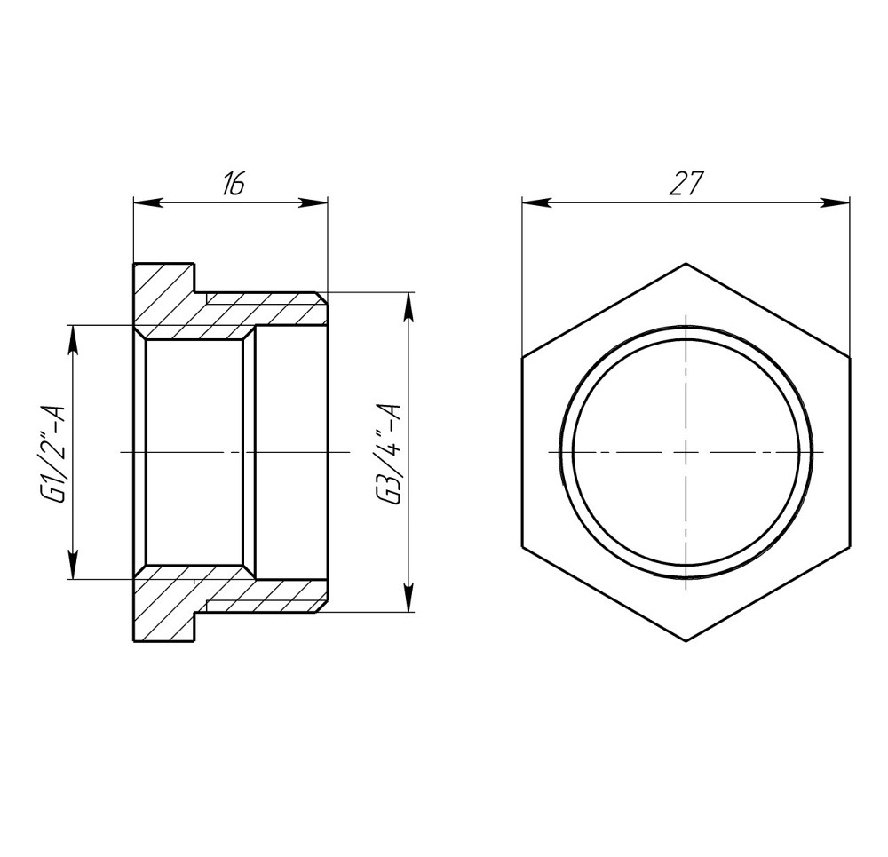 Футорка 3/4″х1/2″НВ латунная LF433S OPTIMUM Киев - изображение 3