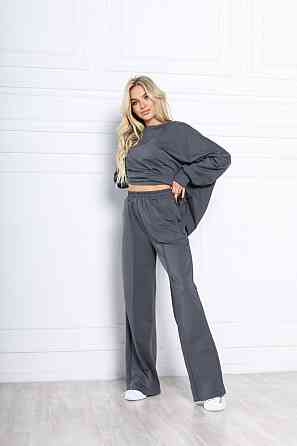 Жіночий стильний повсякденний костюм турецький двонитка Димчастий Одеса