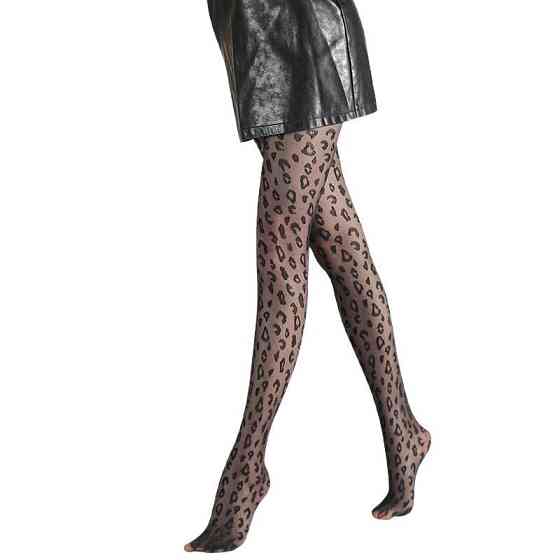 Колготки леопардовые капроновые женские 1/2 черный Киев