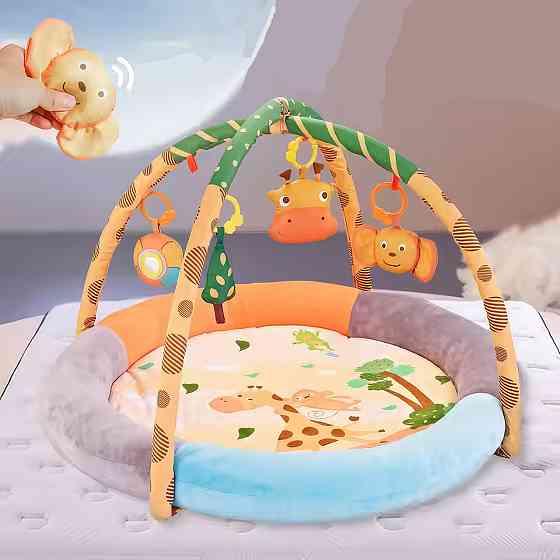 Розвивальний дитячий килимок, яскравий килимок для малюків з м'якими бортиками та іграшками, різнокольоровий Кам'янець-Подільський