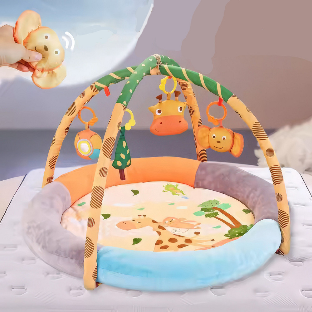 Розвивальний дитячий килимок, яскравий килимок для малюків з м'якими бортиками та іграшками, різнокольоровий Кам'янець-Подільський - фото 5