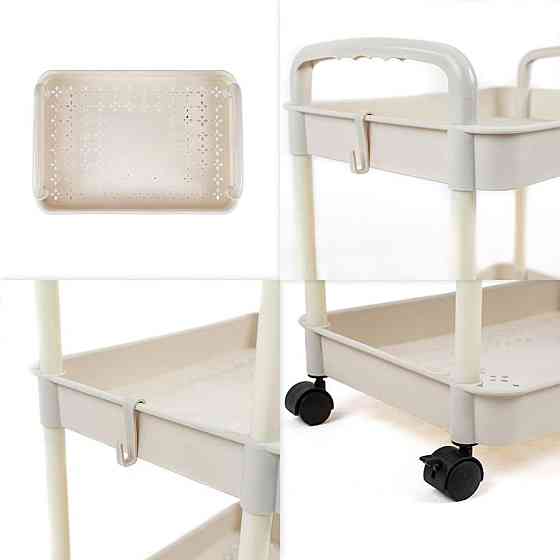 Етажерка мобільна триярусна універсальна пластикова 41х25х72см Слонова кістка SW-00002435 Київ