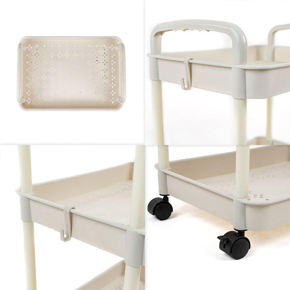 Етажерка мобільна триярусна універсальна пластикова 41х25х72см Слонова кістка SW-00002435 Київ - фото 5