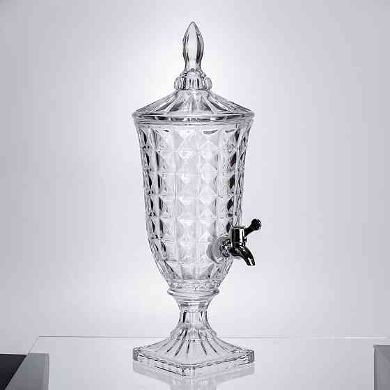 Лимонадниця з краном на підставці скляна 2 л лимонадник 46 см прозорий HP-19-12F Коломия