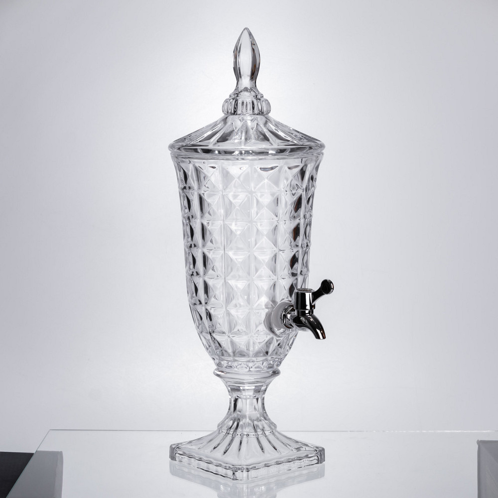 Лимонадниця з краном на підставці скляна 2 л лимонадник 46 см прозорий HP-19-12F Коломия - фото 1