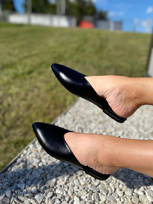 RONE Модні шльопанці жіночі, натуральна шкіра, чорні з закритим гострим носком RONE B-173 р. 37 Коломыя - изображение 4