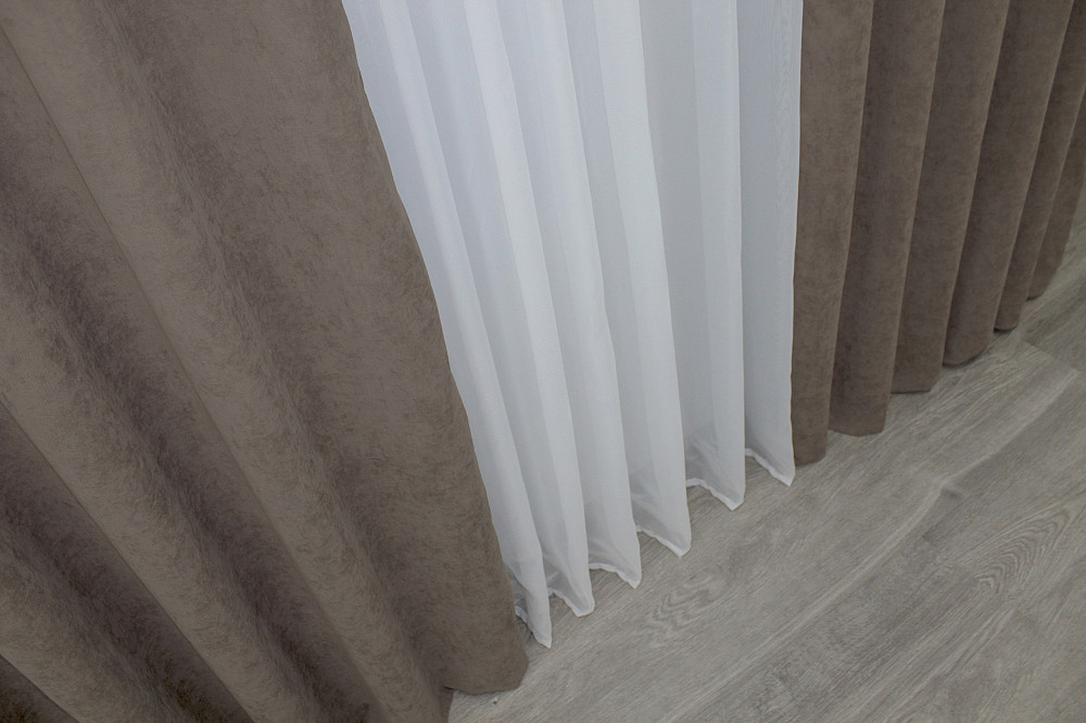 Комплект готових штор VR-Textil Мікровелюр SPARTA № 1035ш Какао 150х285 см 2 шт (30-825) Київ - фото 7