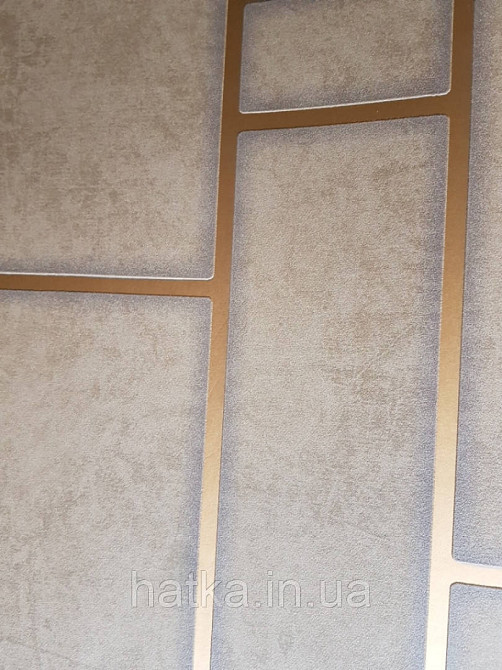 Обои виниловые на флизелине Marburg Imagine 0.53х10 лофт штукатурка под бетон темно коричневые полосы золотом Киев - изображение 2