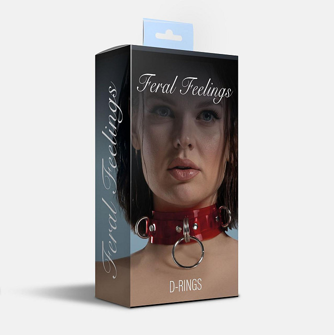 Нашийник для фіксації Feral Feelings - D-Rings Red Trasparent Sex Aura Київ - фото 2
