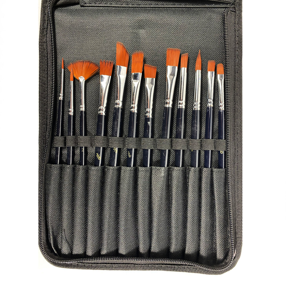 Набор профессиональных нейлоновых кистей с палитрой и мастихином в черном пенале, 15 шт Каменец-Подольский - изображение 6