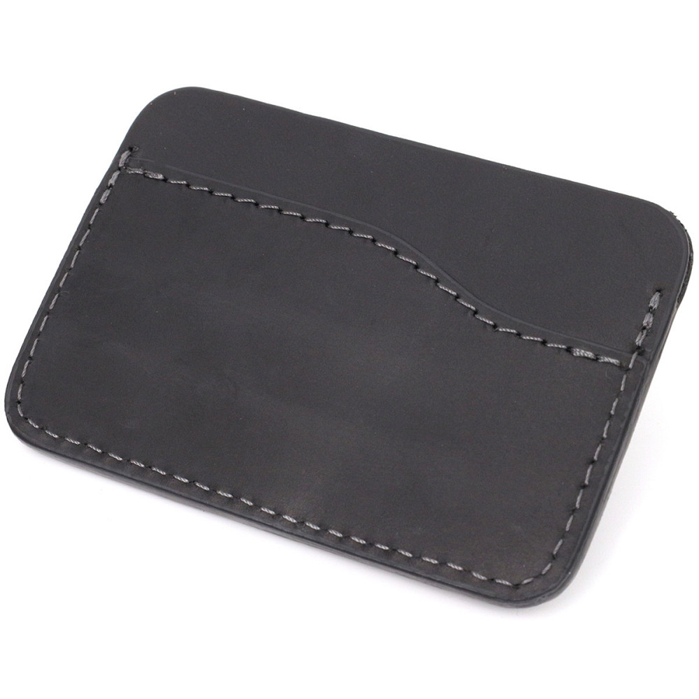 Горизонтальний картхолдер з утримувачем для Apple AirTag з натуральної шкіри GRANDE PELLE 11611 Чорний Київ - фото 8