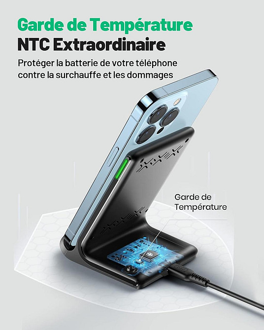 INIU беспроводная зарядная станция 15 Вт Qi быстрая зарядка подставка для iPhone 14 13 12 11 Pro XR XS X 8 Киев - изображение 2