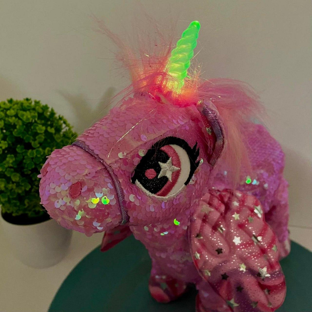 Іграшка м'яка інтерактивна Казкова конячка єдиноріг повідець звук світло Рожева (M 6202 I UA) Чернигов - изображение 8