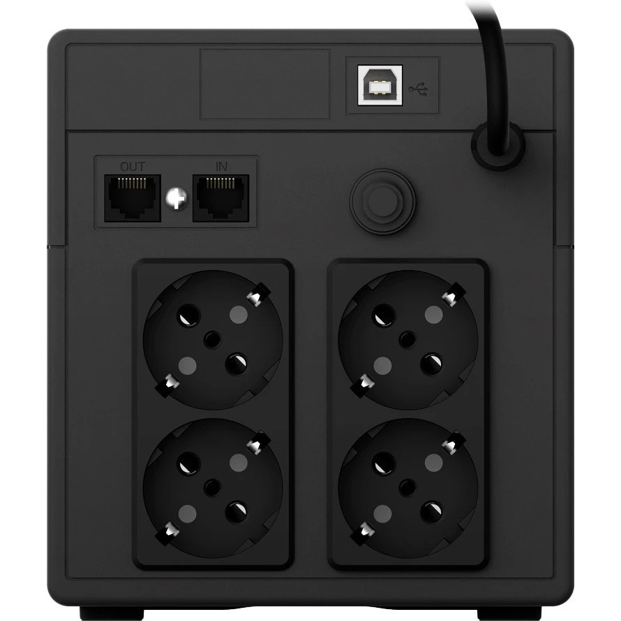 ДБЖ NJOY Cadu 1000 (UPCMTLS610HCAAZ01B), Lin.int., AVR, 4 x Schuko, USB, LCD, пластик Чорний Харків - фото 4