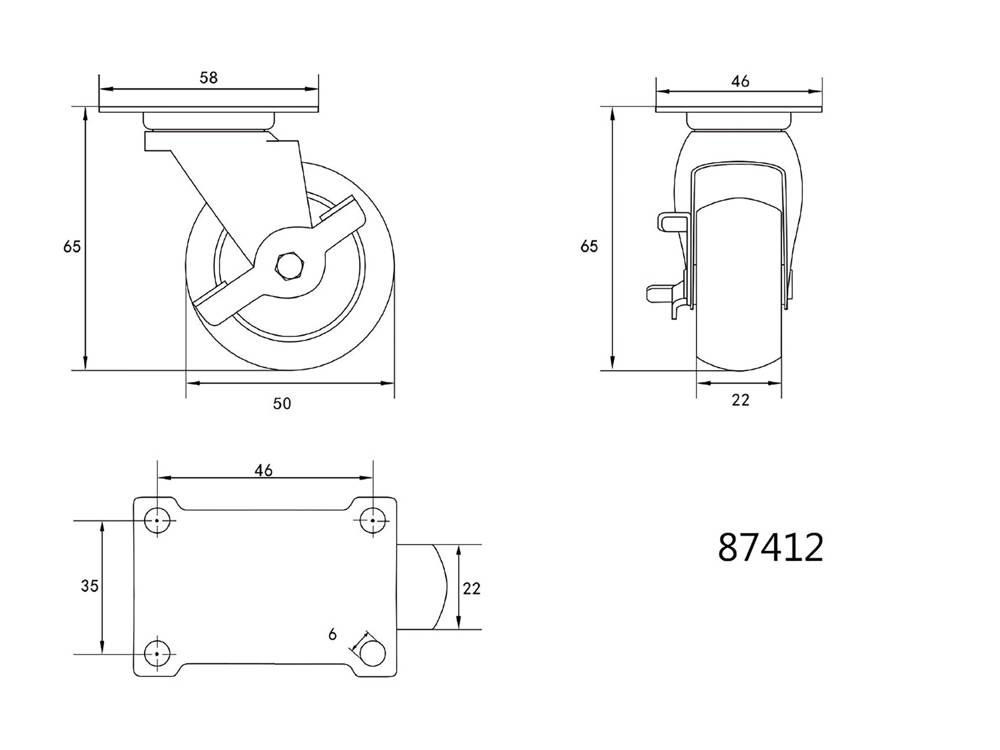 Колесо-блок ПП (поліпропіленове) поворотне з гальмом 50мм Vorel Киев - изображение 2