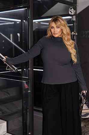 Жіночий теплий гольф в рубчик "Cool" оптом | Норма Графіт, 46-48 Київ